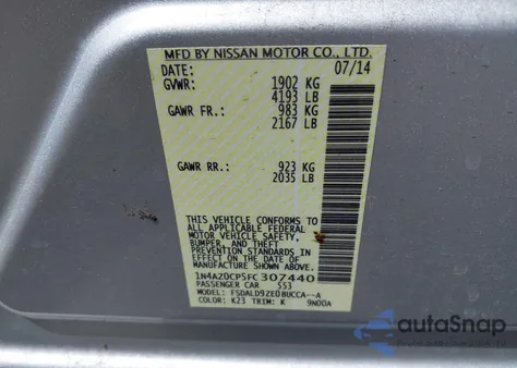 2015 Nissan Leaf Sv из США, поврежденный, VIN 1N4AZ0CP5FC307440